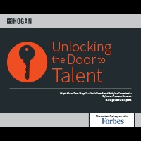 blue key surrounded by an orange circle with the text unlocking the door to talent